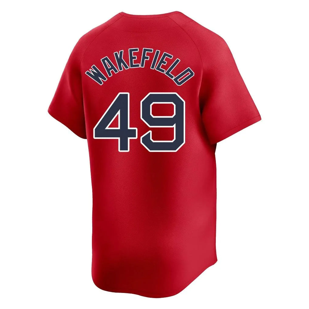 Silnrao B.Red Sox #49 Tim Wakefield Player Red Limited Home Game Stitched Jerseys