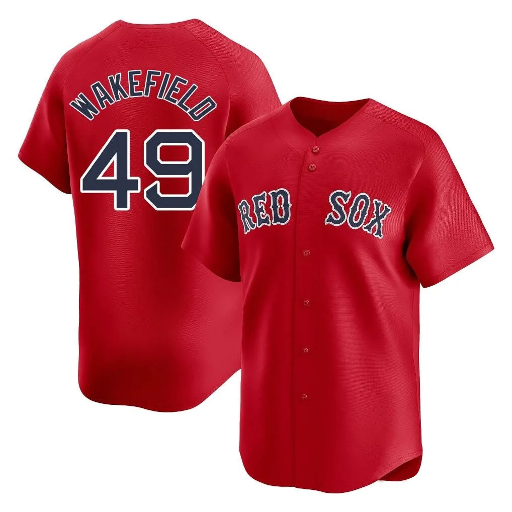 Silnrao B.Red Sox #49 Tim Wakefield Player Red Limited Home Game Stitched Jerseys1