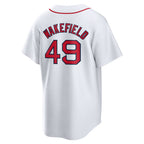 Silnrao B.Red Sox #49 Tim Wakefield Player White Home Game Stitched Jerseys