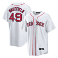 Silnrao B.Red Sox #49 Tim Wakefield Player White Home Game Stitched Jerseys1
