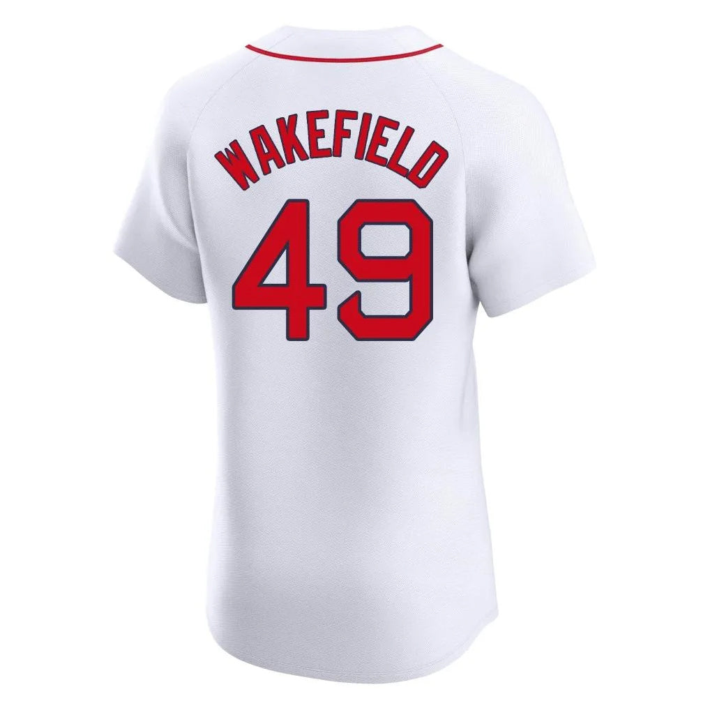 Silnrao B.Red Sox #49 Tim Wakefield Player White Limited Elite Home Game Stitched Jerseys
