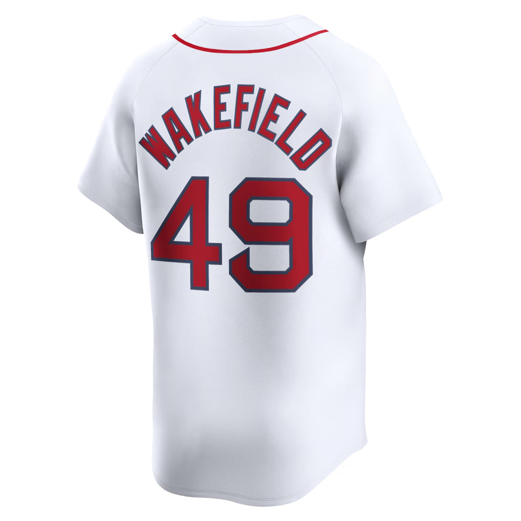 Silnrao B.Red Sox #49 Tim Wakefield Player White Limited Home Game Stitched Jerseys