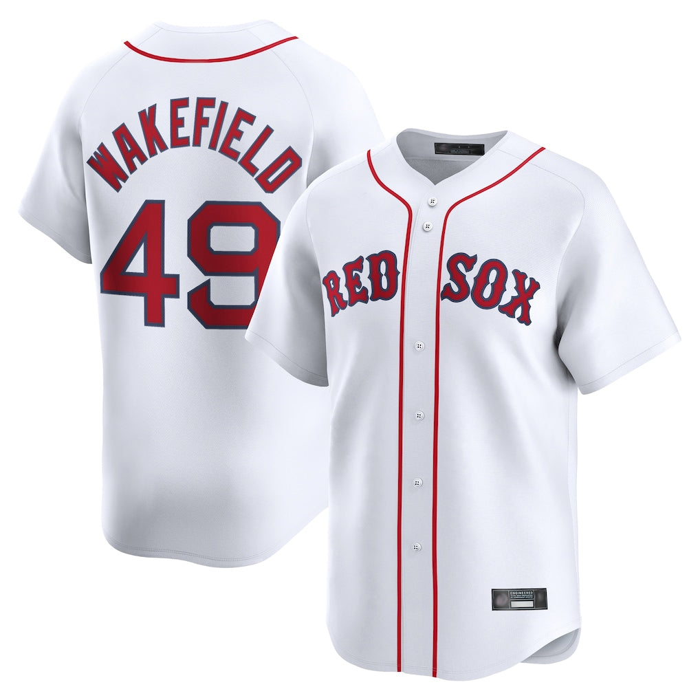 Silnrao B.Red Sox #49 Tim Wakefield Player White Limited Home Game Stitched Jerseys1