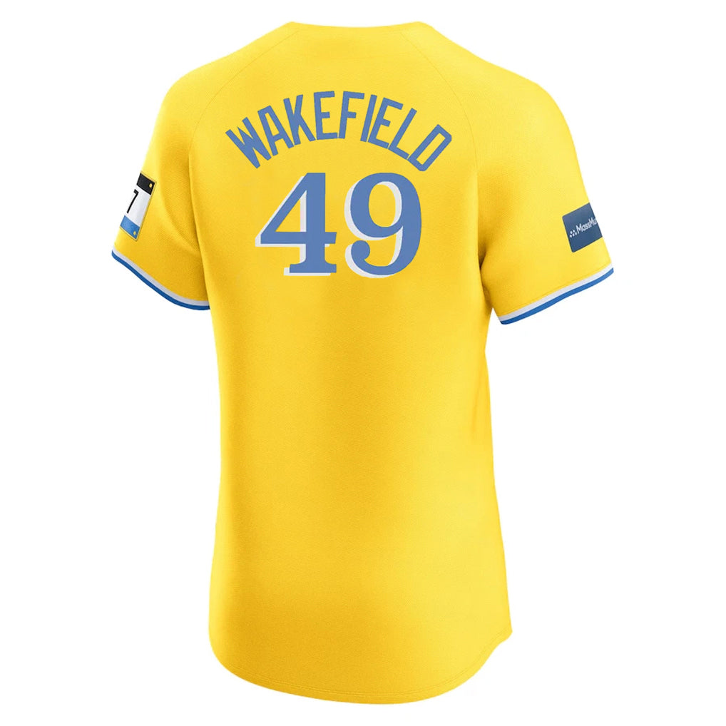 Silnrao B.Red Sox #49 Tim Wakefield Player Yellow Limited Elite Home Game Stitched Jerseys