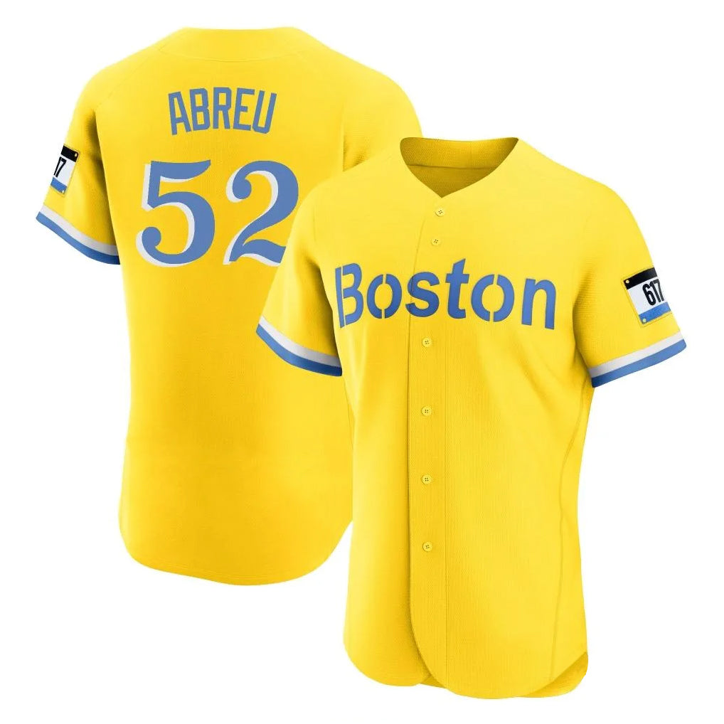 Silnrao B.Red Sox #52 Wilyer Abreu Player Yellow Limited Elite Home Game Stitched Jerseys1
