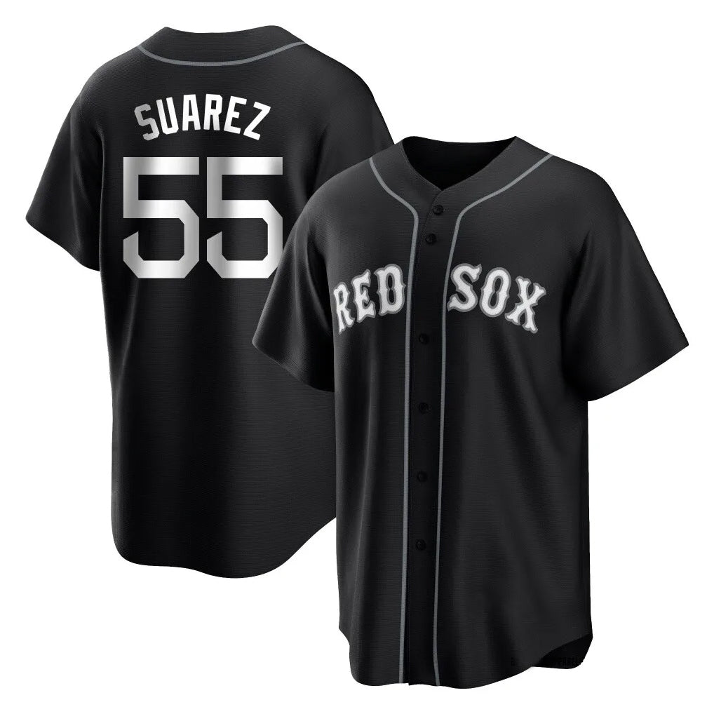 Silnrao B.Red Sox #55 Ranger Su¨¢rez Player Black Home Game Stitched Jerseys