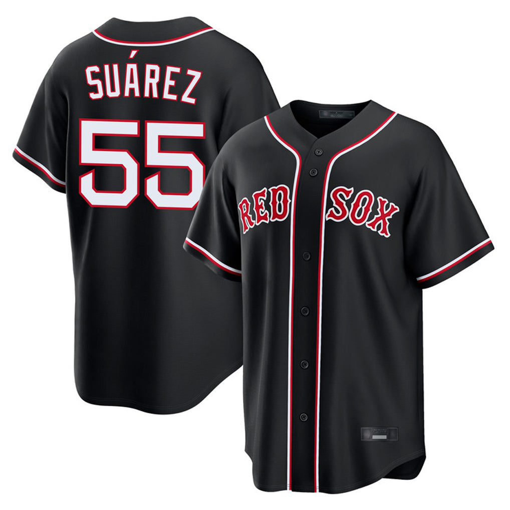 Silnrao B.Red Sox #55 Ranger Su¨¢rez Player Black Out Home Game Stitched Jerseys