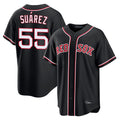Silnrao B.Red Sox #55 Ranger Su¨¢rez Player Black Out Home Game Stitched Jerseys