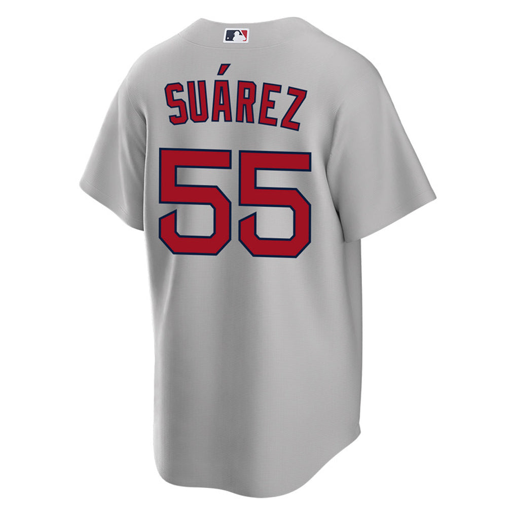 Silnrao B.Red Sox #55 Ranger Su¨¢rez Player Gray Road Home Game Stitched Jerseys