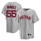 Silnrao B.Red Sox #55 Ranger Su¨¢rez Player Gray Road Home Game Stitched Jerseys1