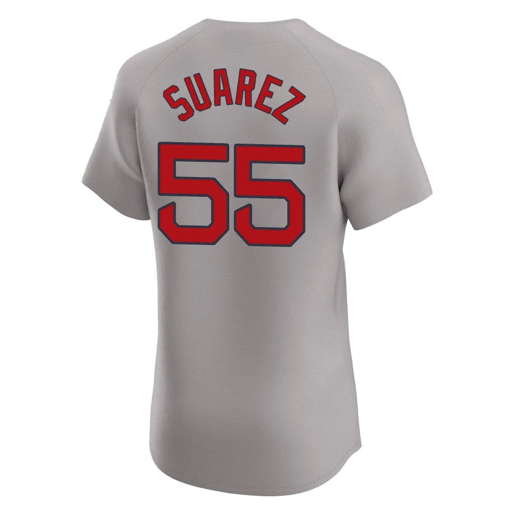 Silnrao B.Red Sox #55 Ranger Su¨¢rez Player Gray Road Limited Elite Home Game Stitched Jerseys