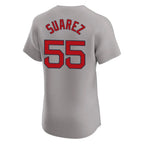 Silnrao B.Red Sox #55 Ranger Su¨¢rez Player Gray Road Limited Elite Home Game Stitched Jerseys