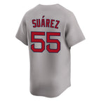 Silnrao B.Red Sox #55 Ranger Su¨¢rez Player Gray Road Limited Home Game Stitched Jerseys