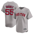 Silnrao B.Red Sox #55 Ranger Su¨¢rez Player Gray Road Limited Home Game Stitched Jerseys1
