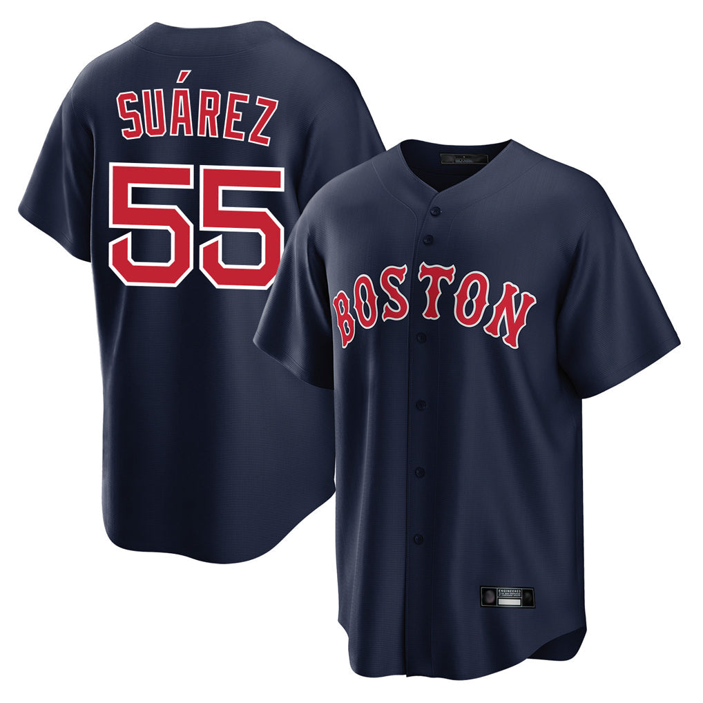 Silnrao B.Red Sox #55 Ranger Su¨¢rez Player Navy Home Game Stitched Jerseys1
