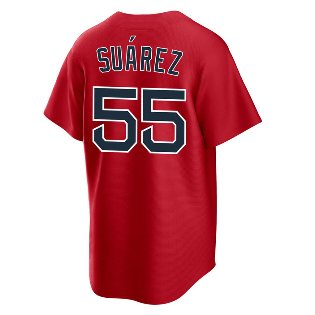 Silnrao B.Red Sox #55 Ranger Su¨¢rez Player Red Home Game Stitched Jerseys
