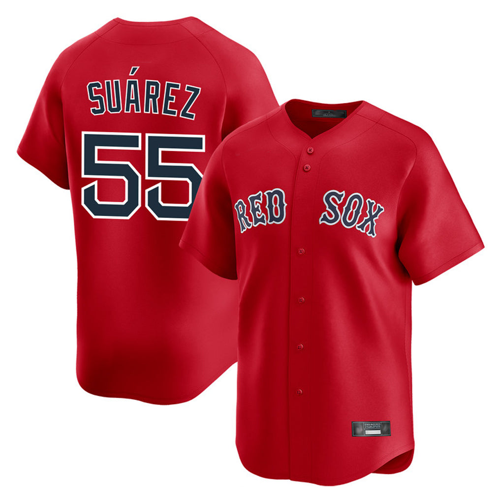 Silnrao B.Red Sox #55 Ranger Su¨¢rez Player Red Limited Home Game Stitched Jerseys1