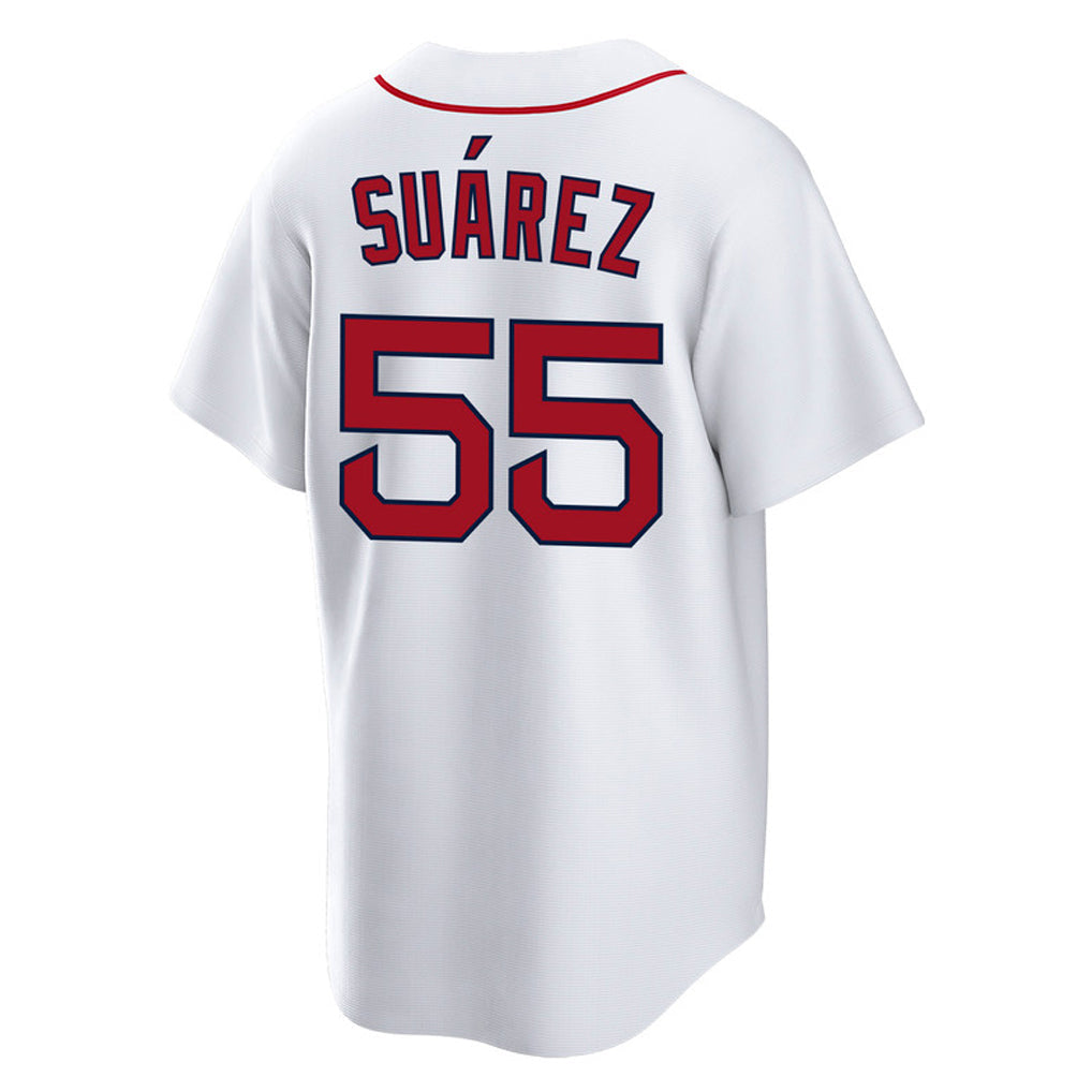 Silnrao B.Red Sox #55 Ranger Su¨¢rez Player White Home Game Stitched Jerseys