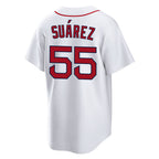 Silnrao B.Red Sox #55 Ranger Su¨¢rez Player White Home Game Stitched Jerseys