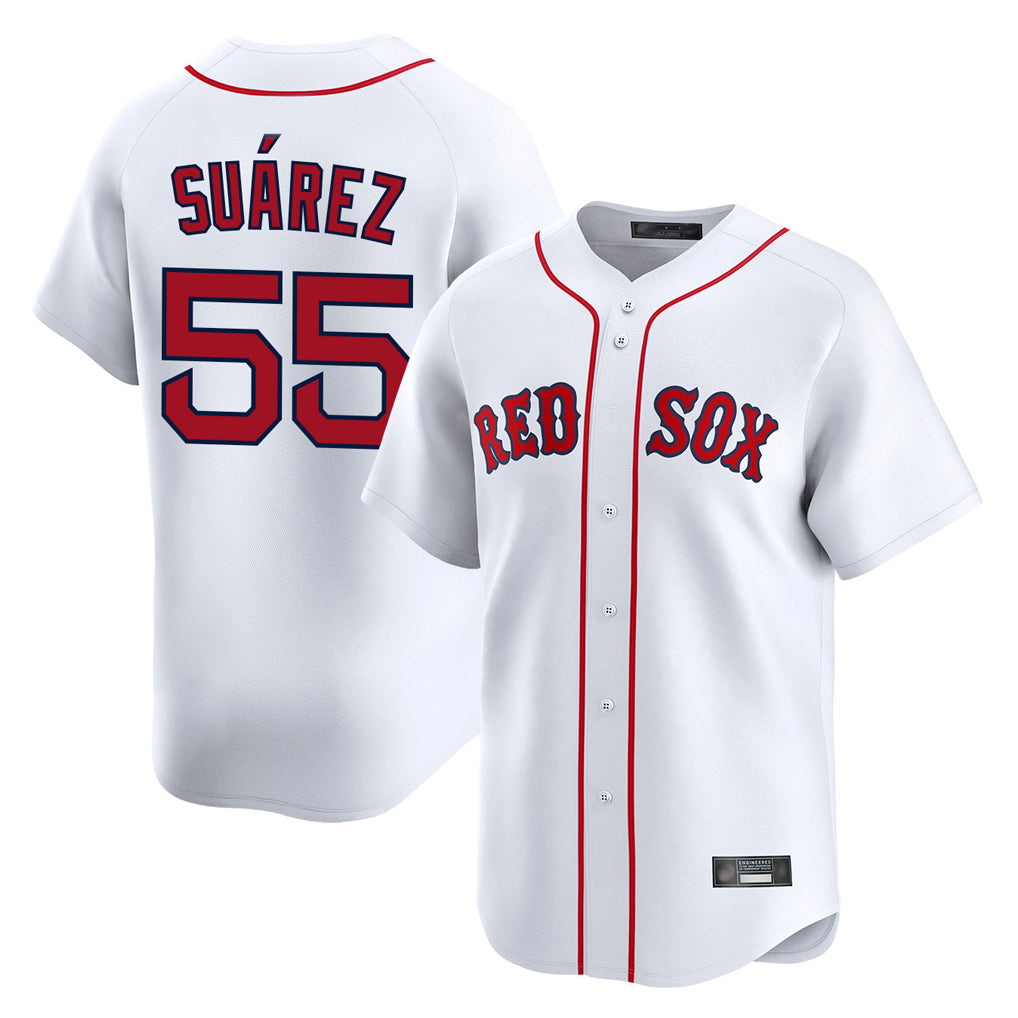 Silnrao B.Red Sox #55 Ranger Su¨¢rez Player White Limited Home Game Stitched Jerseys1