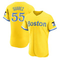 Silnrao B.Red Sox #55 Ranger Su¨¢rez Player Yellow Limited Elite Home Game Stitched Jerseys1