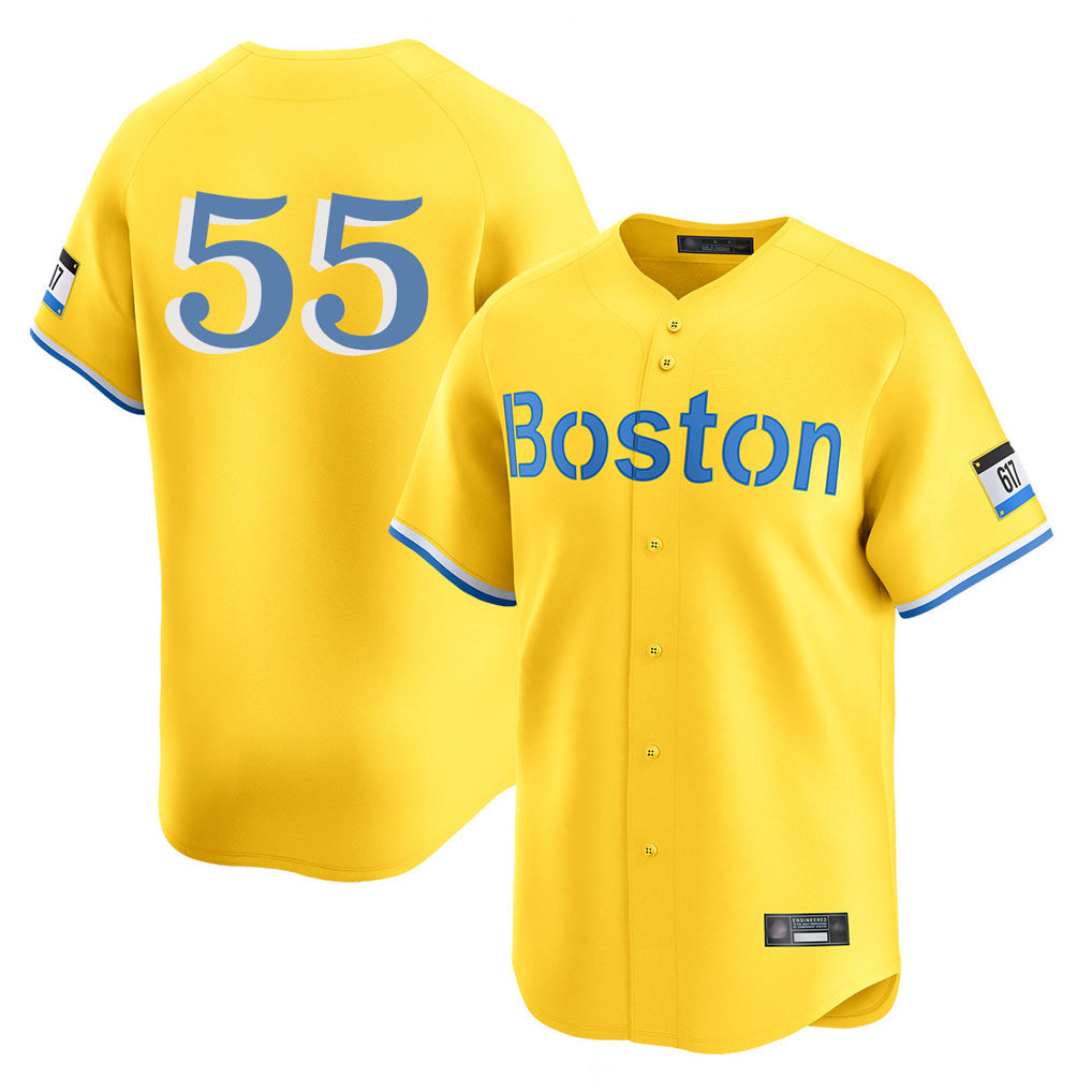 Silnrao B.Red Sox #55 Ranger Su¨¢rez Player Yellow Limited Home Game Stitched Jerseys1