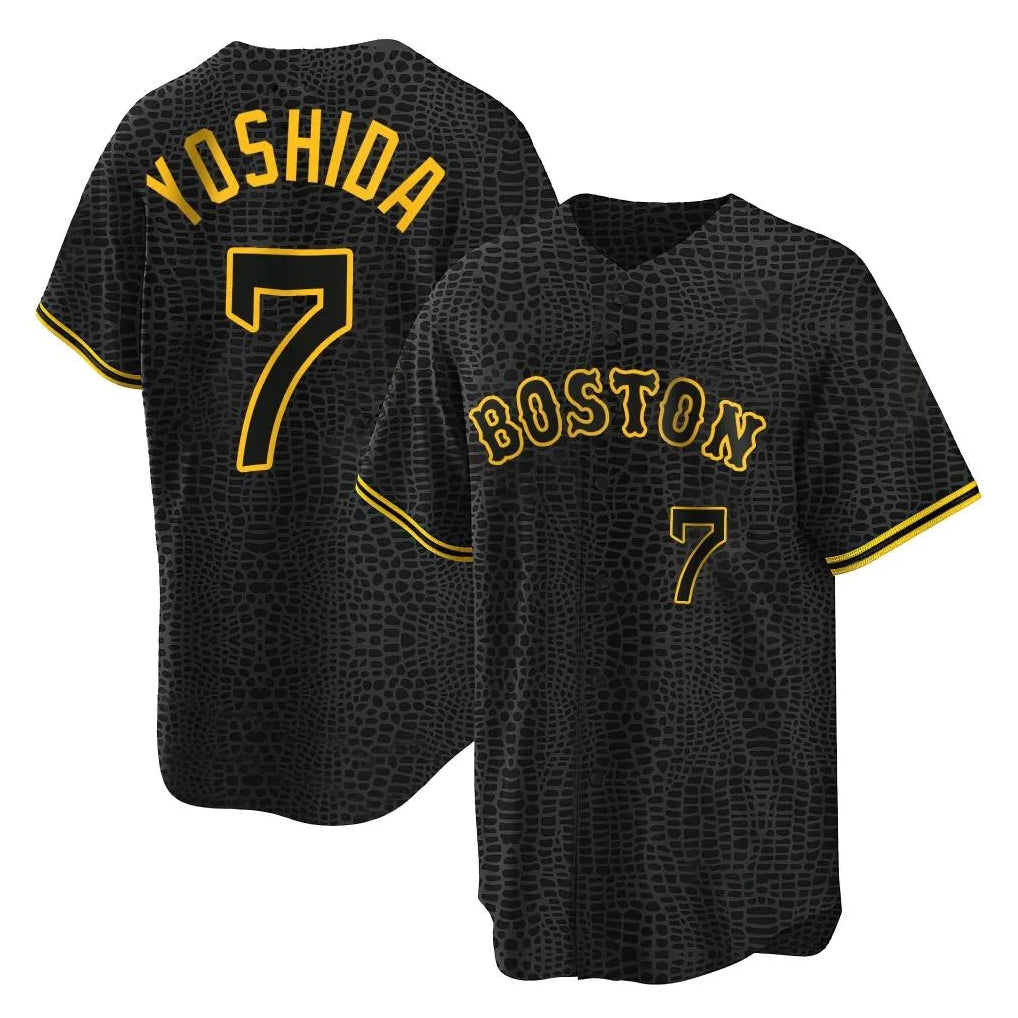 Silnrao B.Red Sox #7 Masataka Yoshida Player Black Snake Skin City Home Game Stitched Jerseys