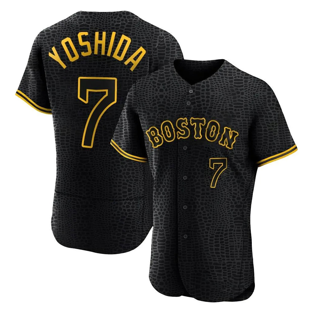Silnrao B.Red Sox #7 Masataka Yoshida Player Black Snake Skin City Limited Elite Home Stitched Jerseys