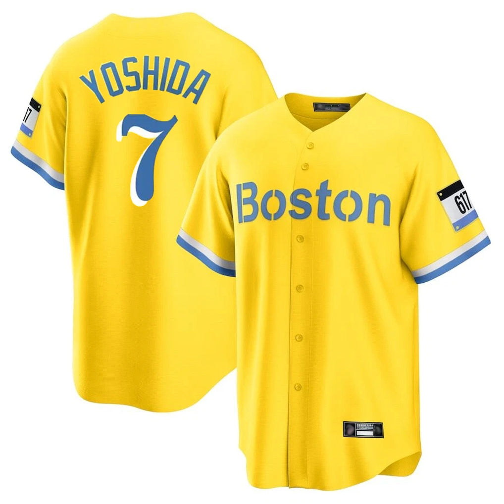 Silnrao B.Red Sox #7 Masataka Yoshida Player Yellow Home Game Stitched Jerseys1