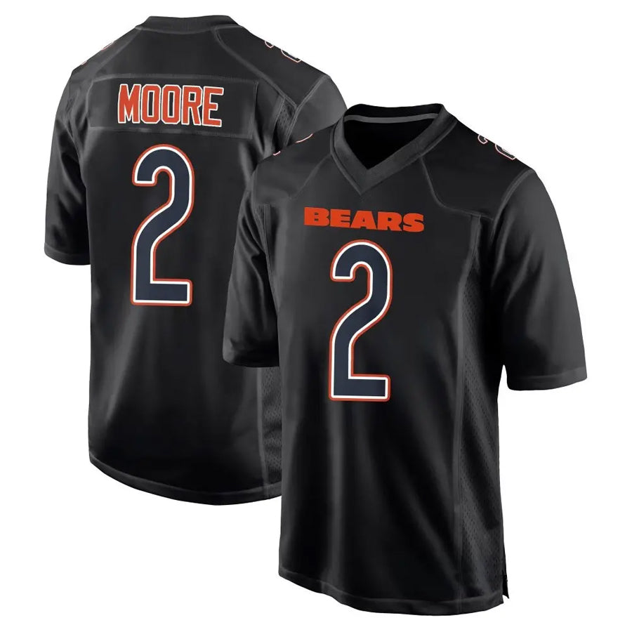 Silnrao C.Bears #2 D.J. Moore Player Black Carbon Fashion Stitched Jerseys