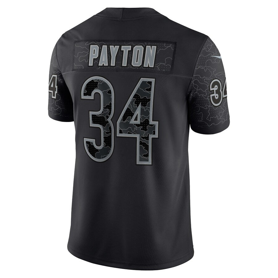 Silnrao C.Bears #34 Walter Payton Player Black RFLCTV Limited Game Stitched Jerseys