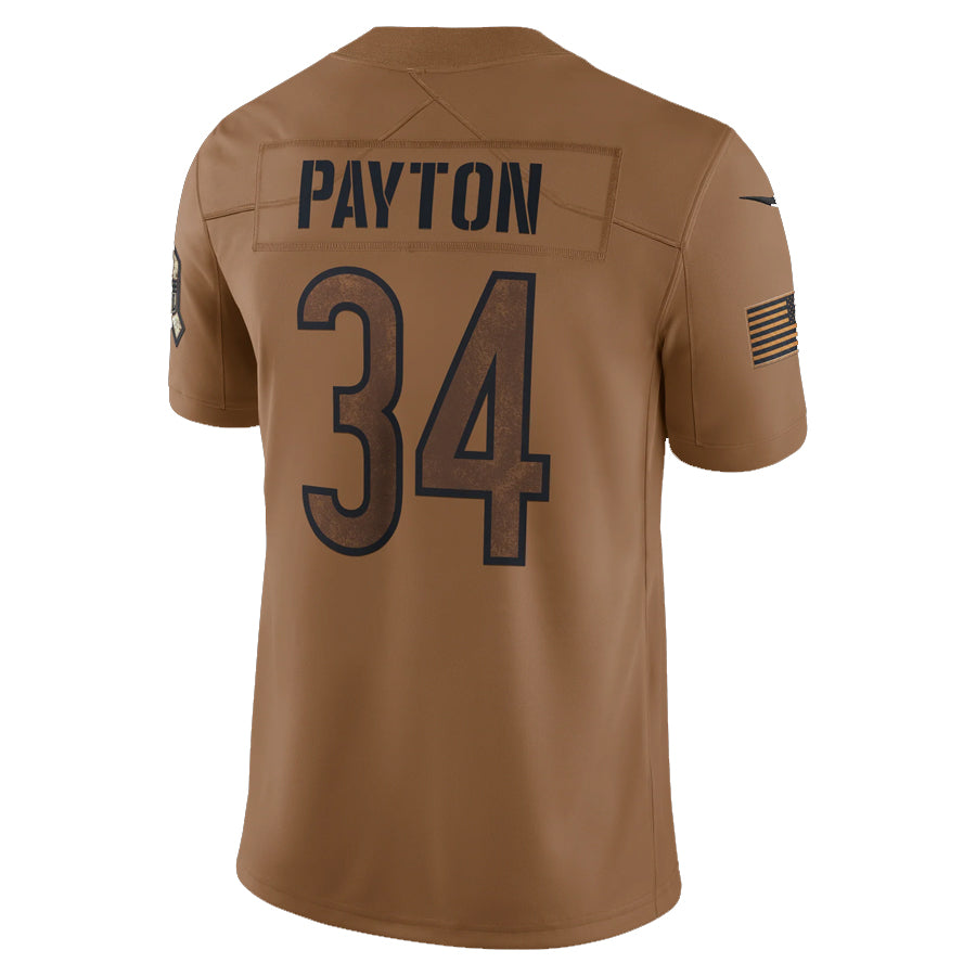 Silnrao C.Bears #34 Walter Payton Player Brown Salute To Service Limited Stitched Jerseys