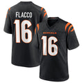 Silnrao C.Bengals #16 Joe Flacco Player Black Home Game Stitched Jerseys