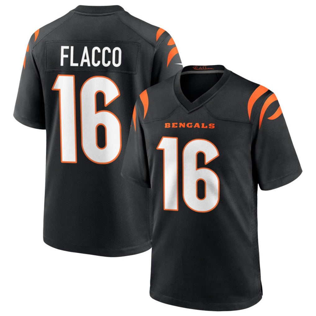 Silnrao C.Bengals #16 Joe Flacco Player Black Home Game Stitched Jerseys