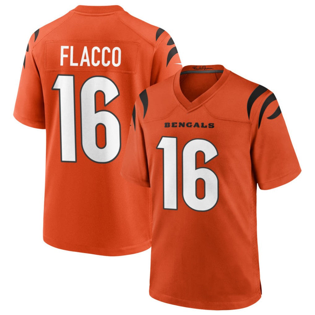 Silnrao C.Bengals #16 Joe Flacco Player Orange Home Game Stitched Jerseys