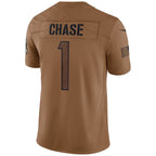 Silnrao C.Bengals #1 Ja'Marr Chase Player BROWN Salute To Service Limited Stitched Jerseys