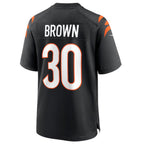 Silnrao C.Bengals #30 Chase Brown Black Team Game Jersey American Stitched Jerseys