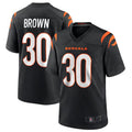 Silnrao C.Bengals #30 Chase Brown Black Team Game Jersey American Stitched Jerseys
