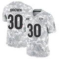 Silnrao C.Bengals #30 Chase Brown Player Arctic Camo Salute to Service Limited Stitched Jerseys