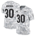 Silnrao C.Bengals #30 Chase Brown Player Arctic Camo Salute to Service Limited Stitched Jerseys