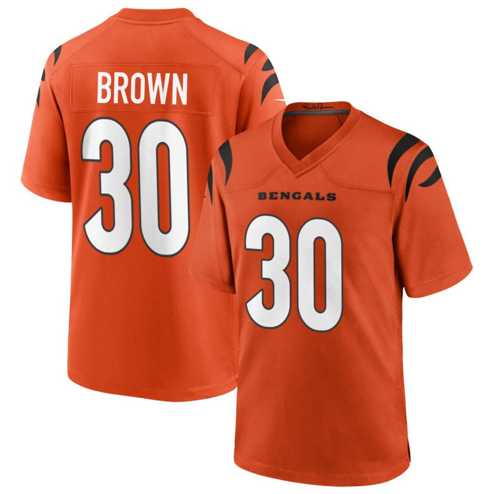 Silnrao C.Bengals #30 Chase Brown Player Oramge Home Game Stitched Jerseys