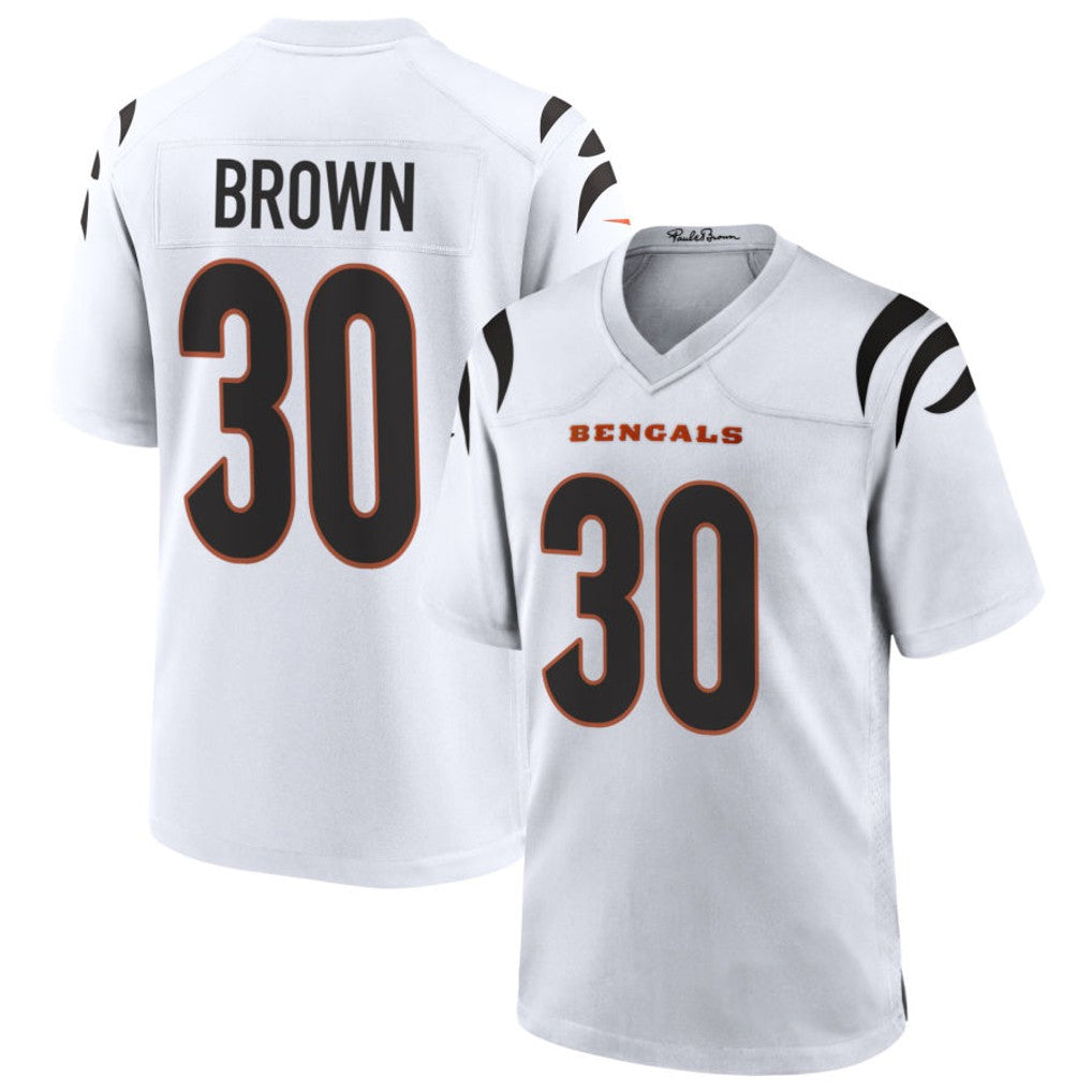 Silnrao C.Bengals #30 Chase Brown Player White Home Game Stitched Jerseys