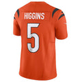 Silnrao C.Bengals #5 Tee Higgins Orange Vapor Untouchable Limited Jersey American Stitched  Jerseys