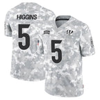 Silnrao C.Bengals #5 Tee Higgins Player Arctic Camo Salute to Service Limited Stitched Jerseys