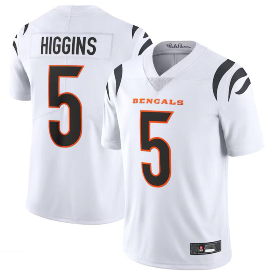 Silnrao C.Bengals #5 Tee Higgins White Vapor Untouchable Limited Jersey American Stitched Jerseys