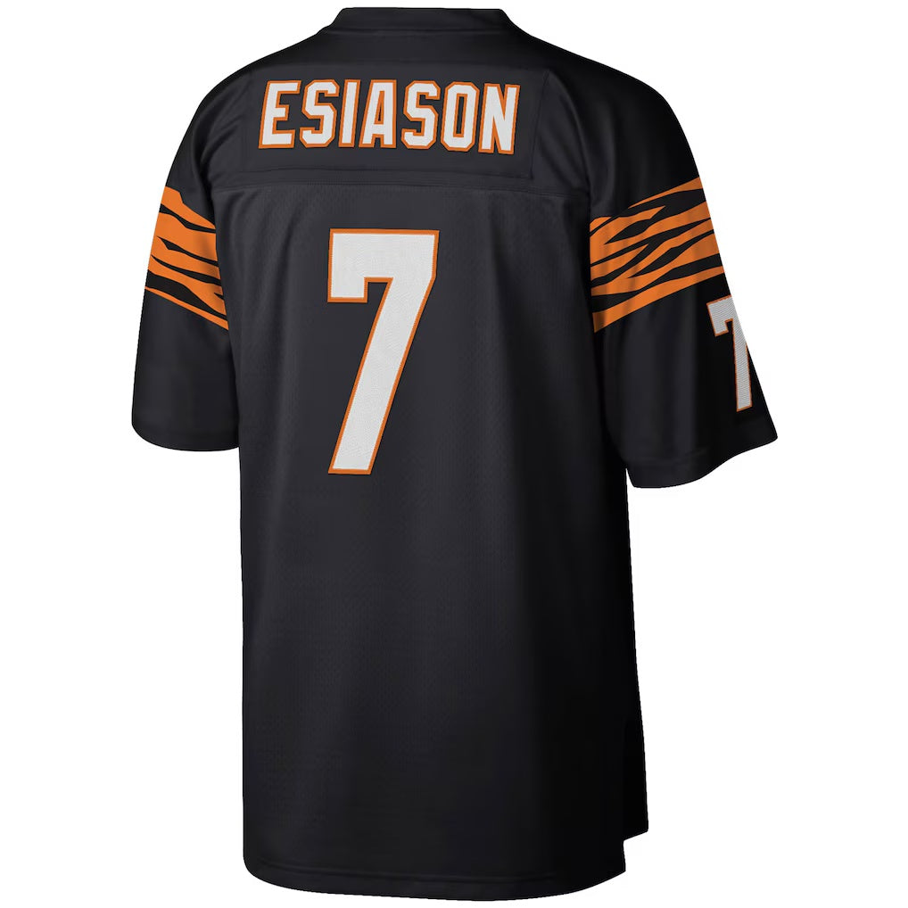 Silnrao C.Bengals #7 Boomer Esiason Mitchell & Ness Black Legacy Replica Stitched Jerseys