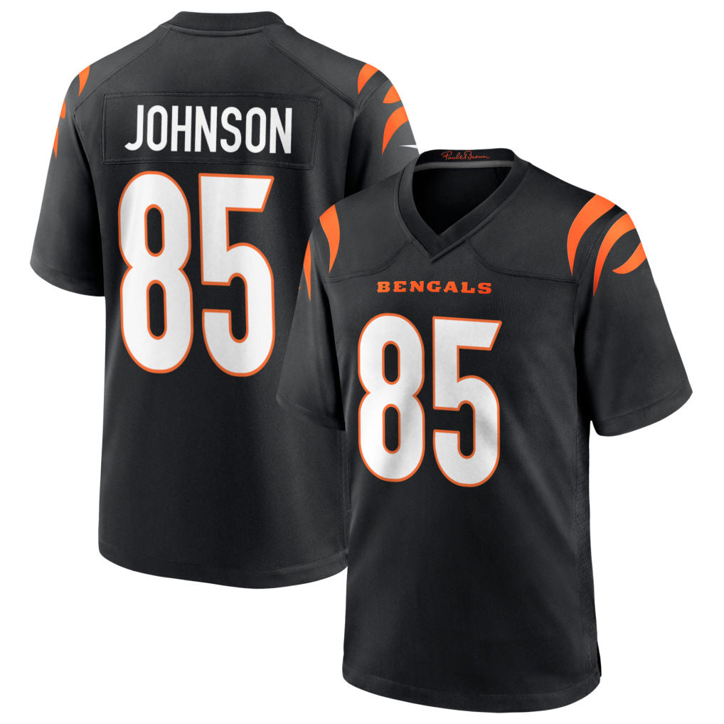Silnrao C.Bengals #85 Chad Johnson Player Black Home Game Stitched Jerseys