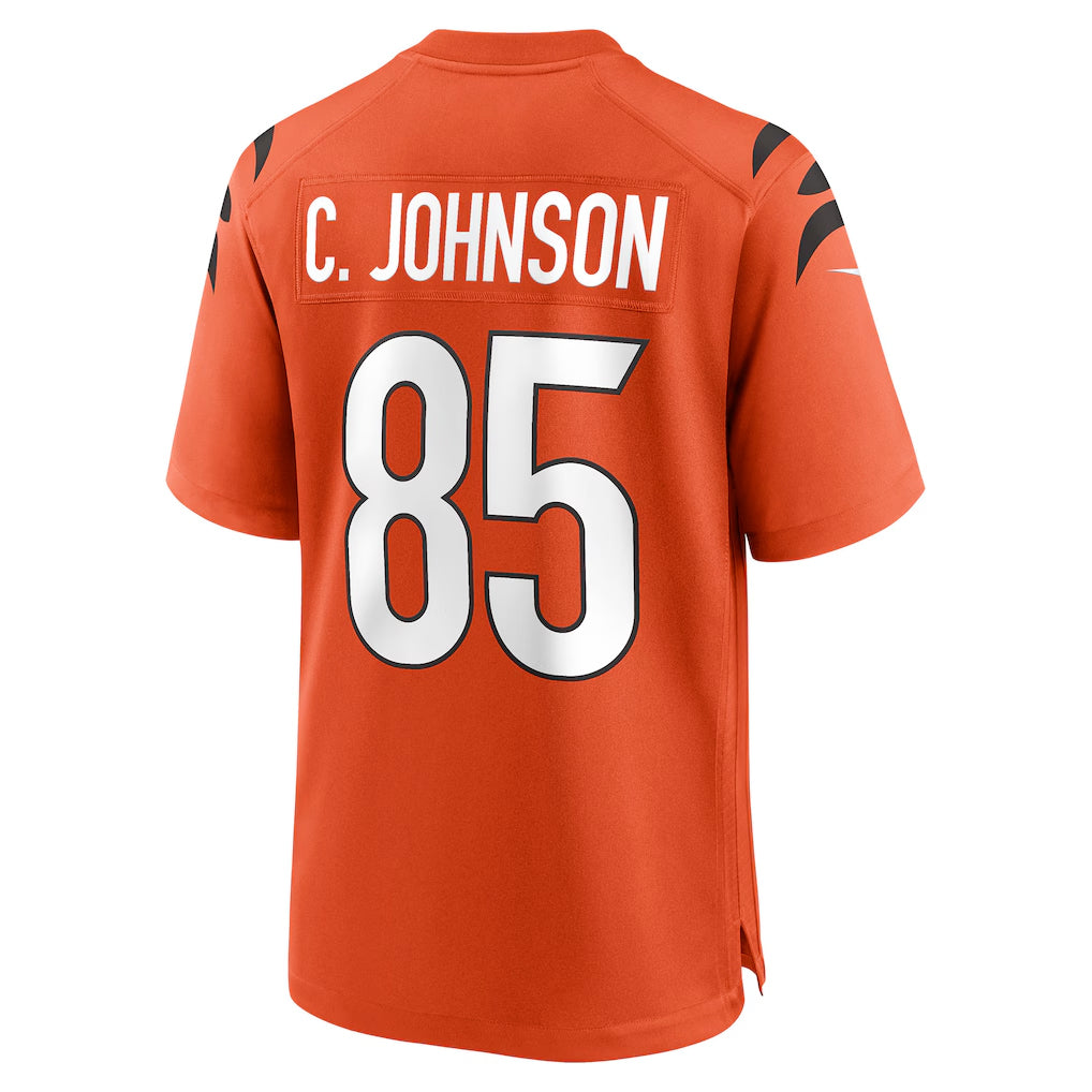 Silnrao C.Bengals #85 Chad Johnson Player Orange Home Game Stitched Jerseys