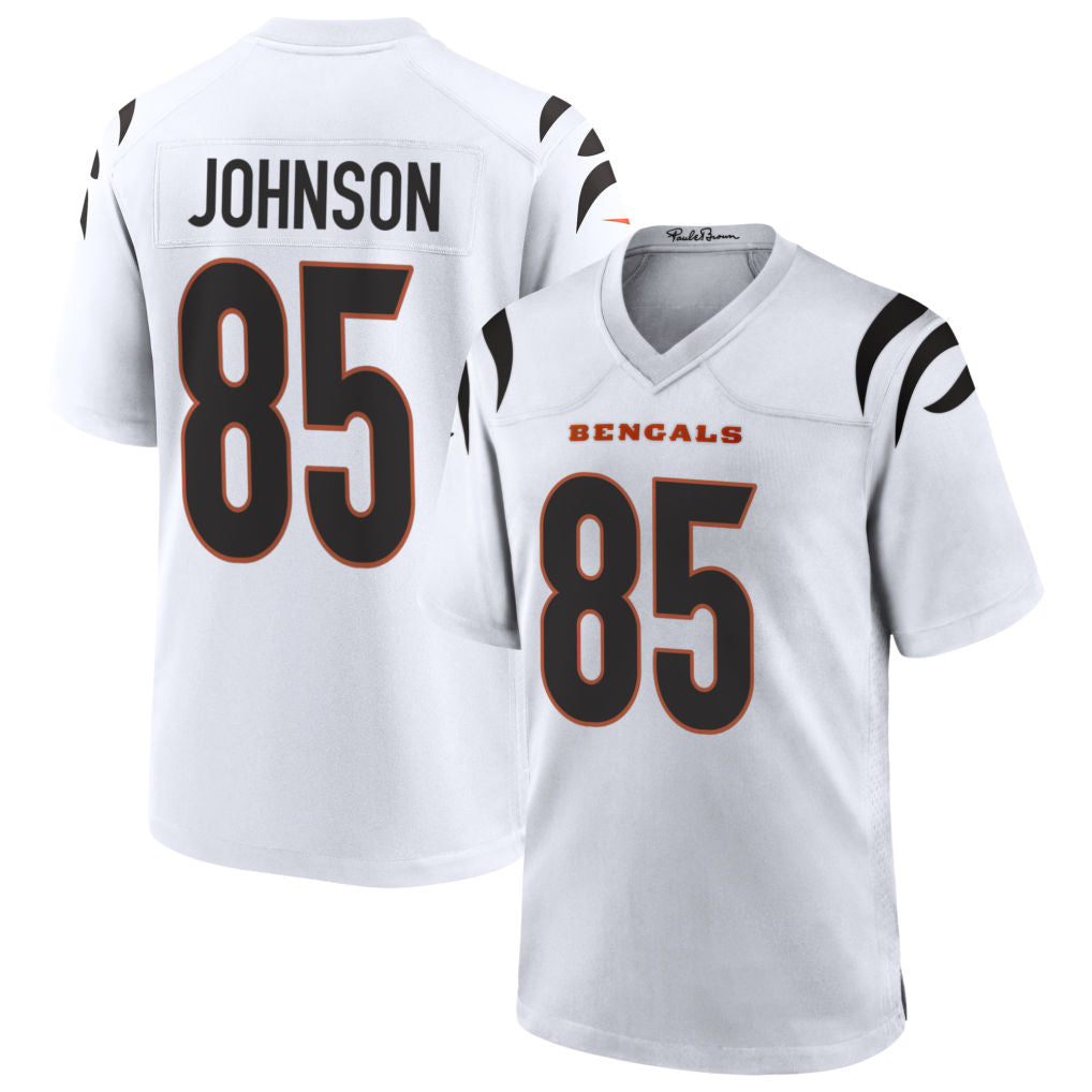 Silnrao C.Bengals #85 Chad Johnson Player White Home Game Stitched Jerseys