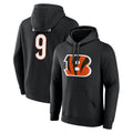 Silnrao C.Bengals #9 Joe Burrow Player Black Salute to Service Pullover Hoodie Stitched Jerseys